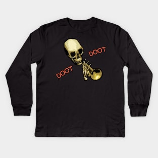 Doot Doot Mr Skeletal Skull Trumpet Meme Kids Long Sleeve T-Shirt